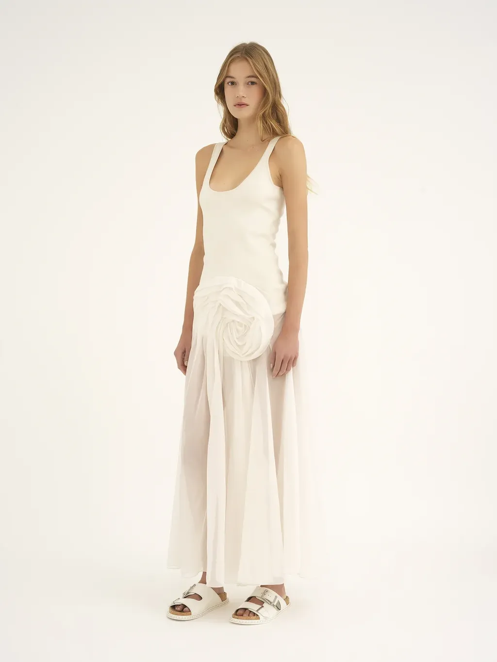 Floral-Appliqué Maxi Dress