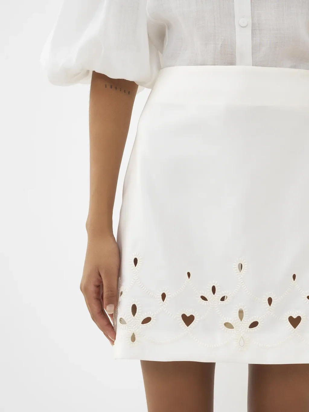 Embroidered A-Line Mini Skirt