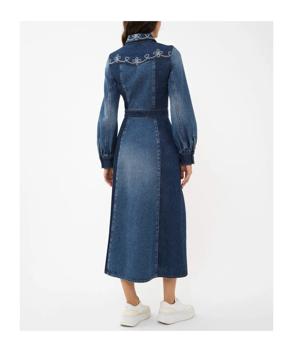 Embroidered Denim Shirt Dress
