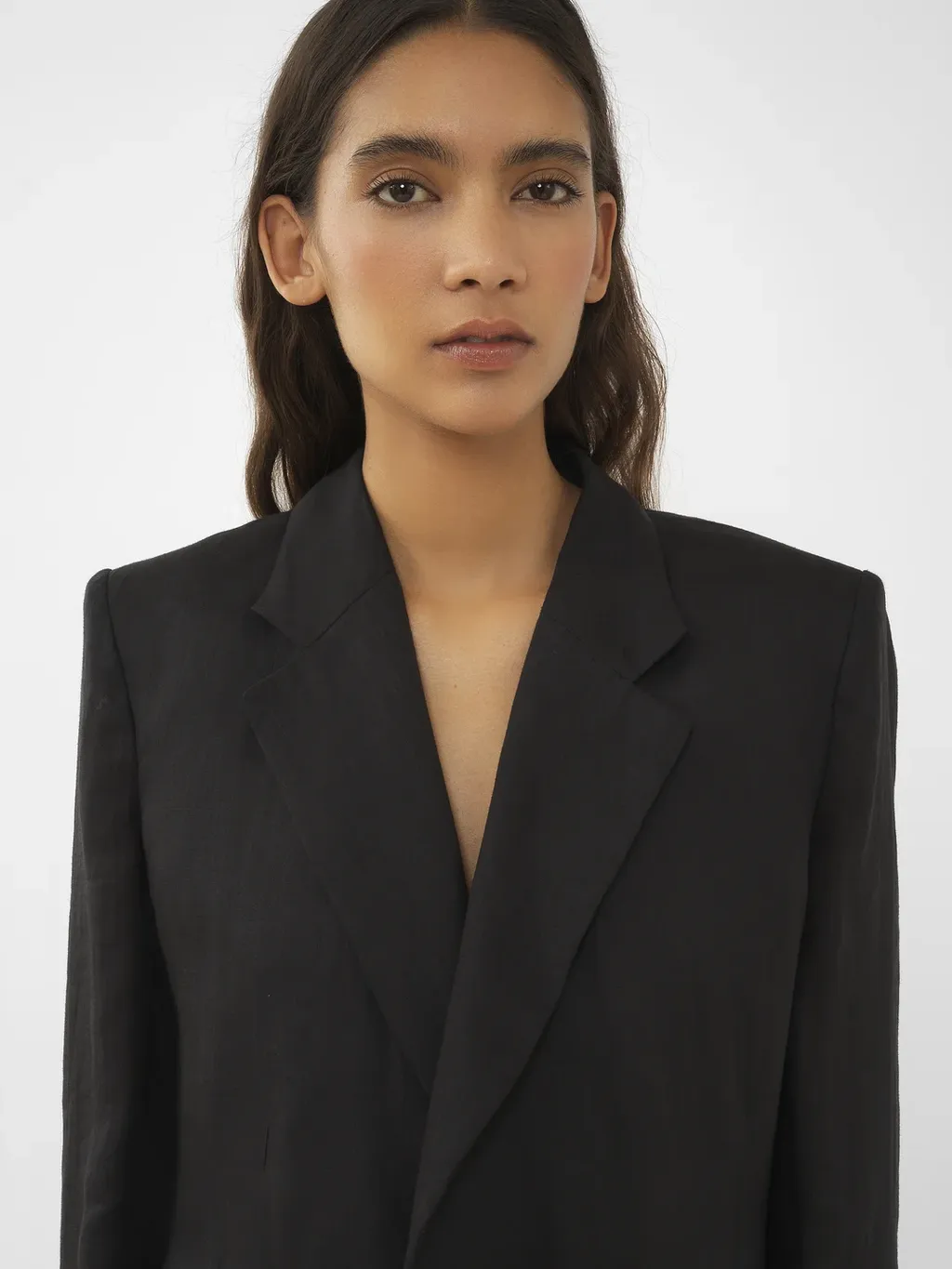 Open-Front Ramie Blazer