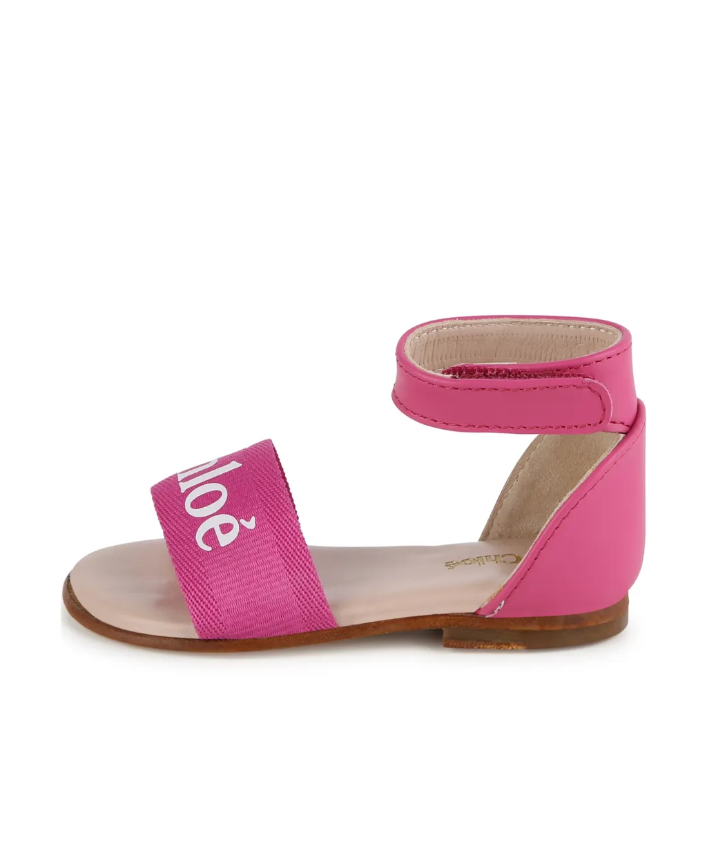 Logo-Print Leather Sandals