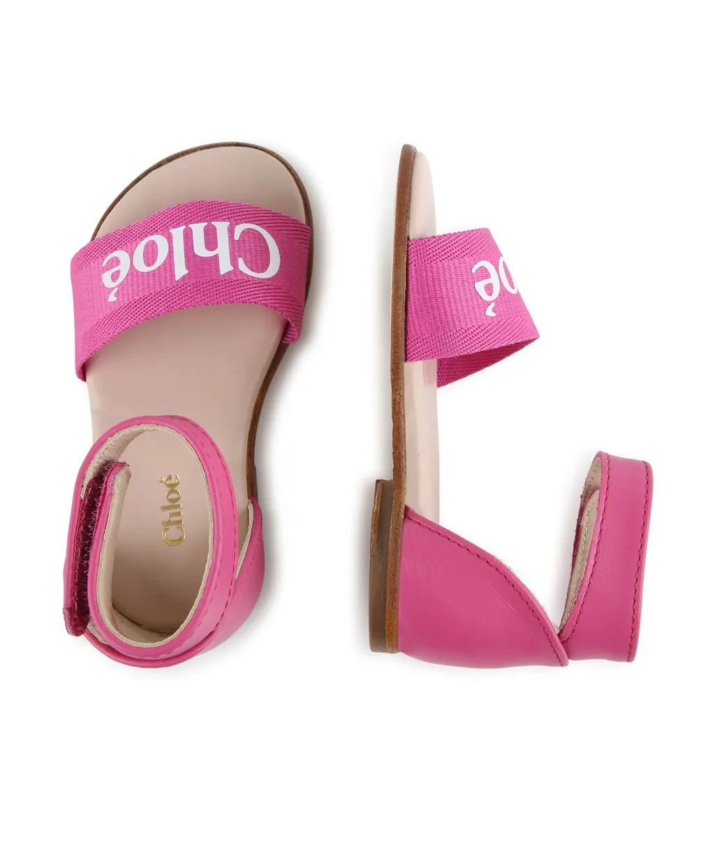 Logo-Print Leather Sandals