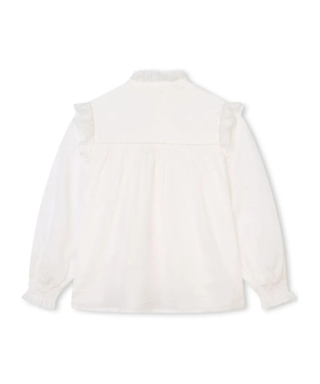 Ruffle Detailed Straight Hem Shirt