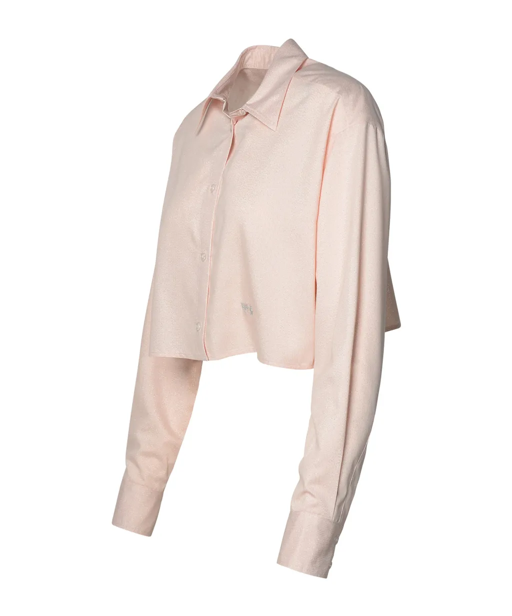 Eyelike Motif Embroidered Cropped Shirt