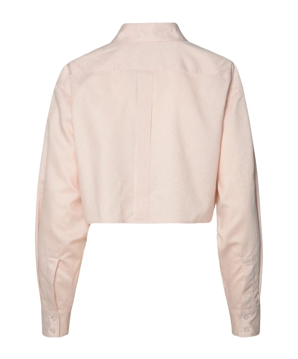 Eyelike Motif Embroidered Cropped Shirt