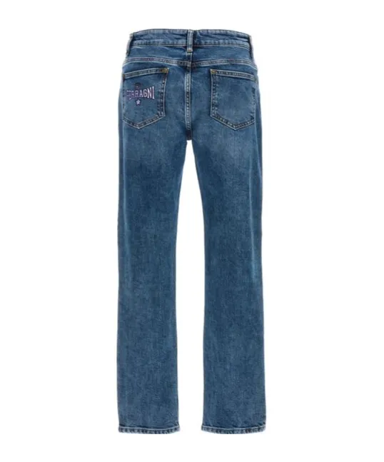 Logo Embroidered Straight Leg Jeans