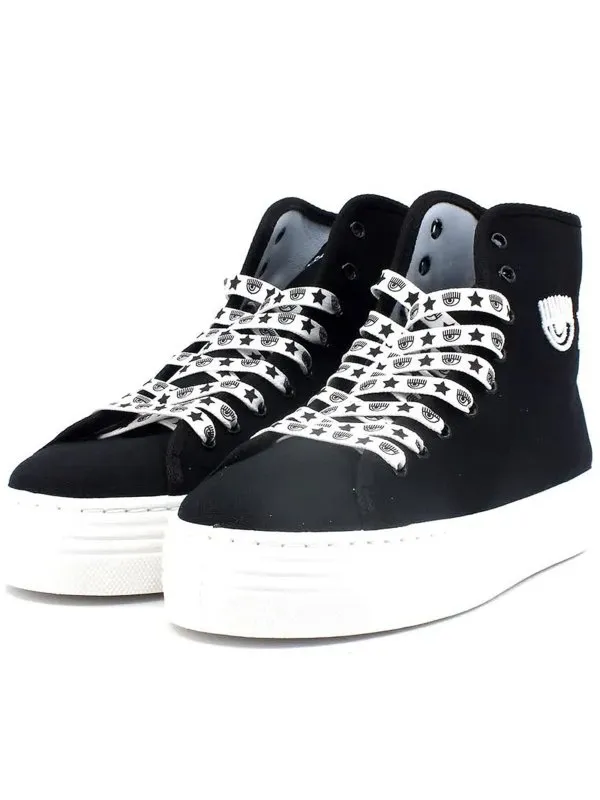 Eyelike-Motif Lace-Up Sneakers