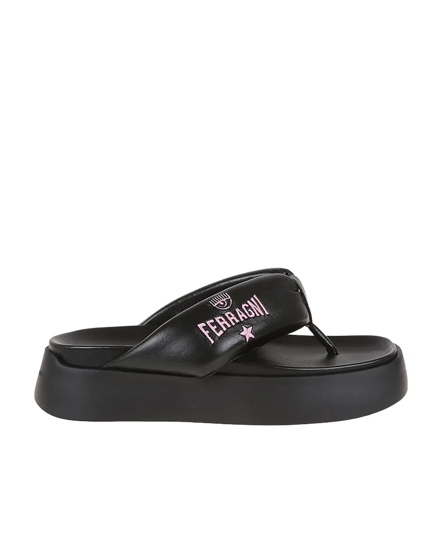 Logo Detailed Platform Flip Flops