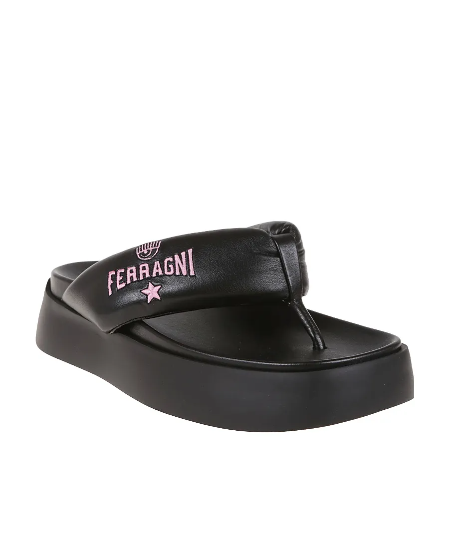Logo Detailed Platform Flip Flops