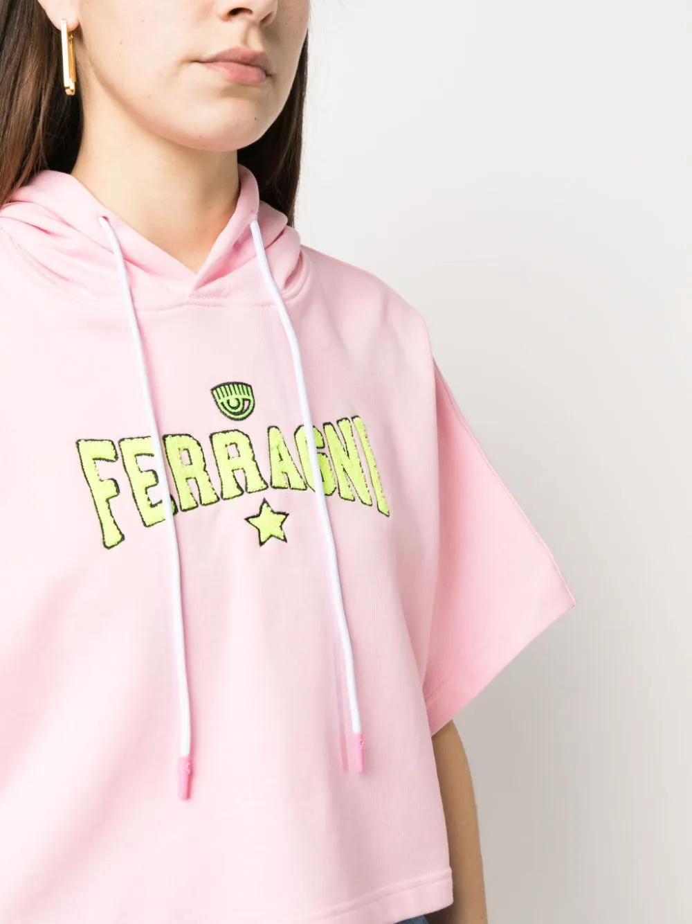 Short-Sleeved Drawstring Hoodie