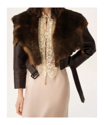 Leather Jacket With Fur Collar