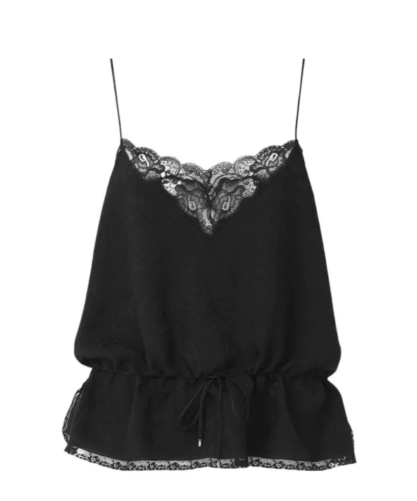 Lace-Detailed Spaghetti Strap Top