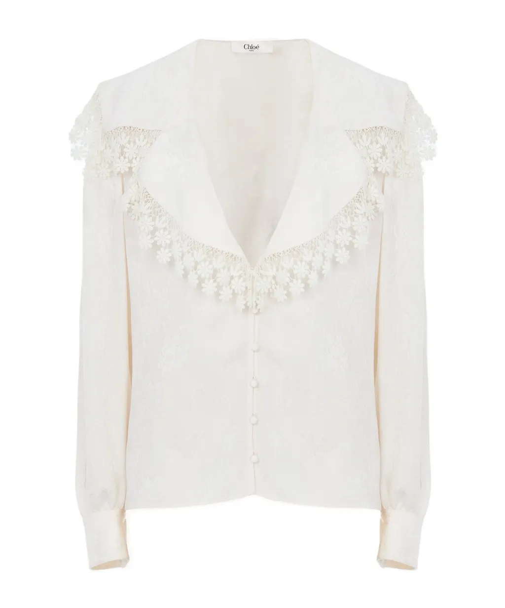 Maxi-Collar Lace Blouse