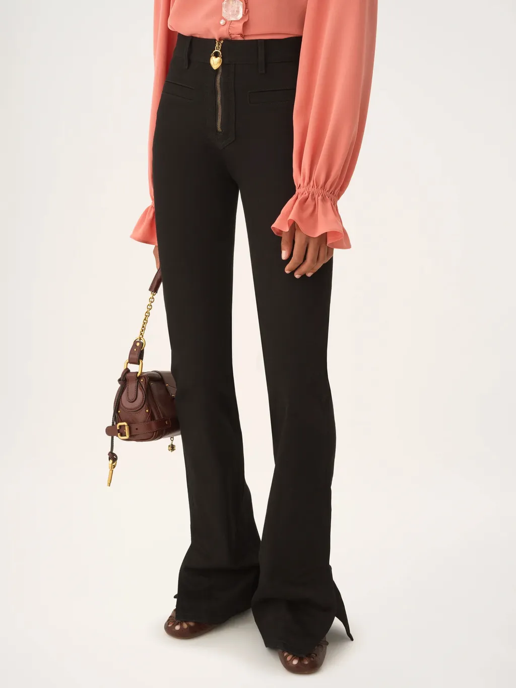 Zip-Up Straight Leg Trousers