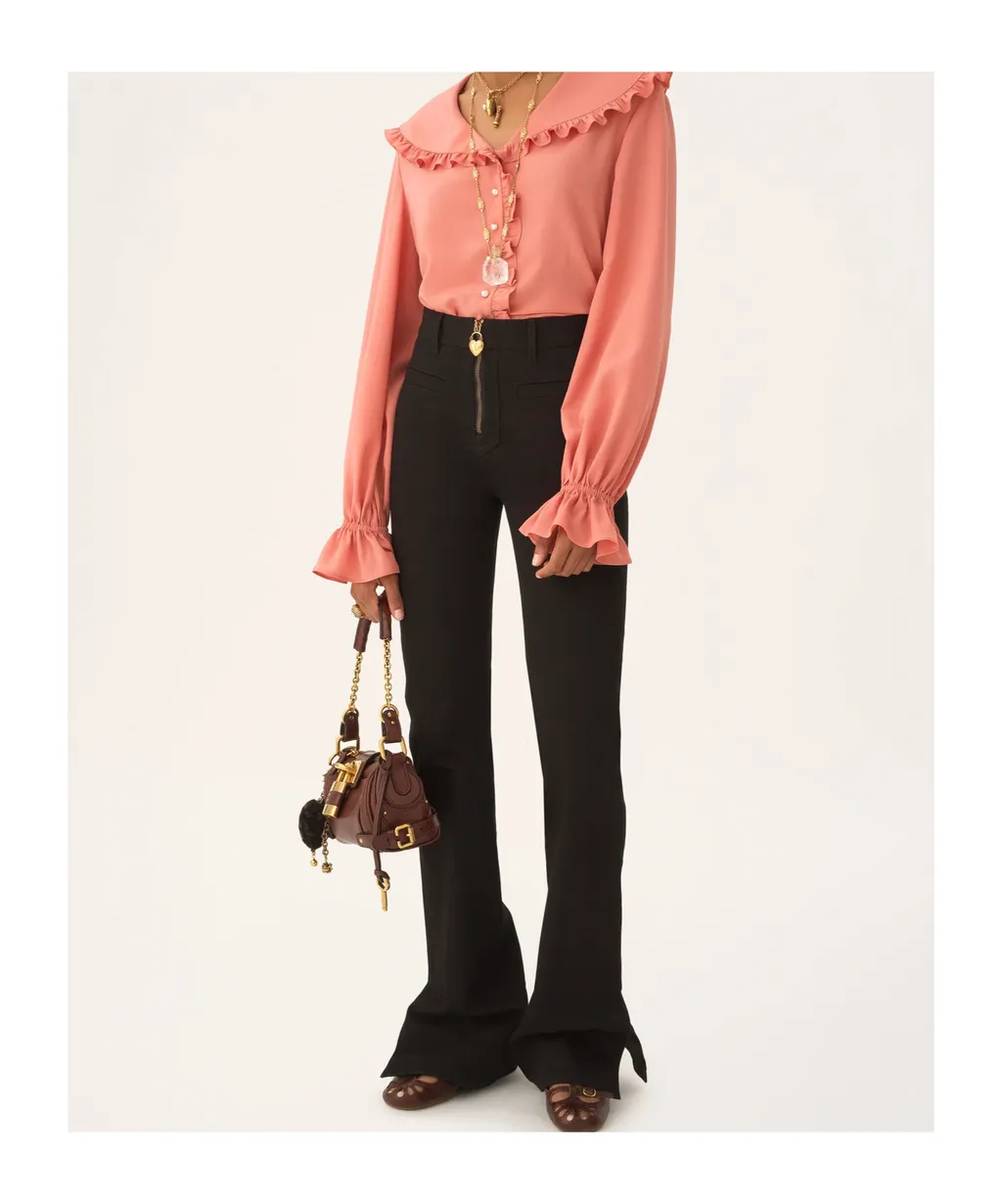 Zip-Up Straight Leg Trousers