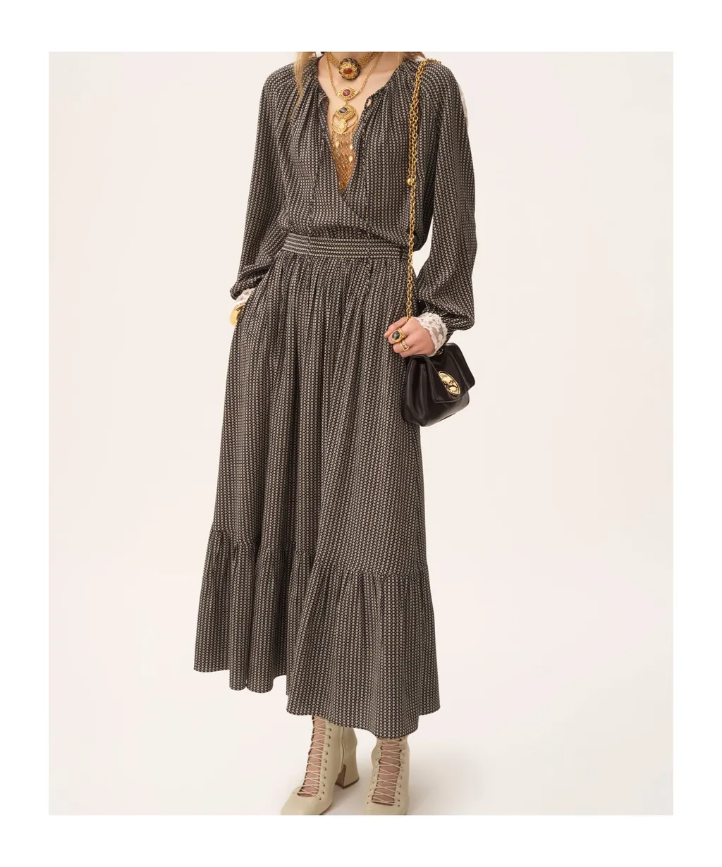 Pattern Tied-Waist Skirt