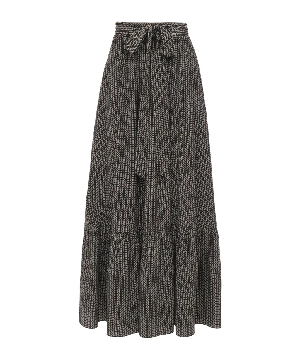 Pattern Tied-Waist Skirt