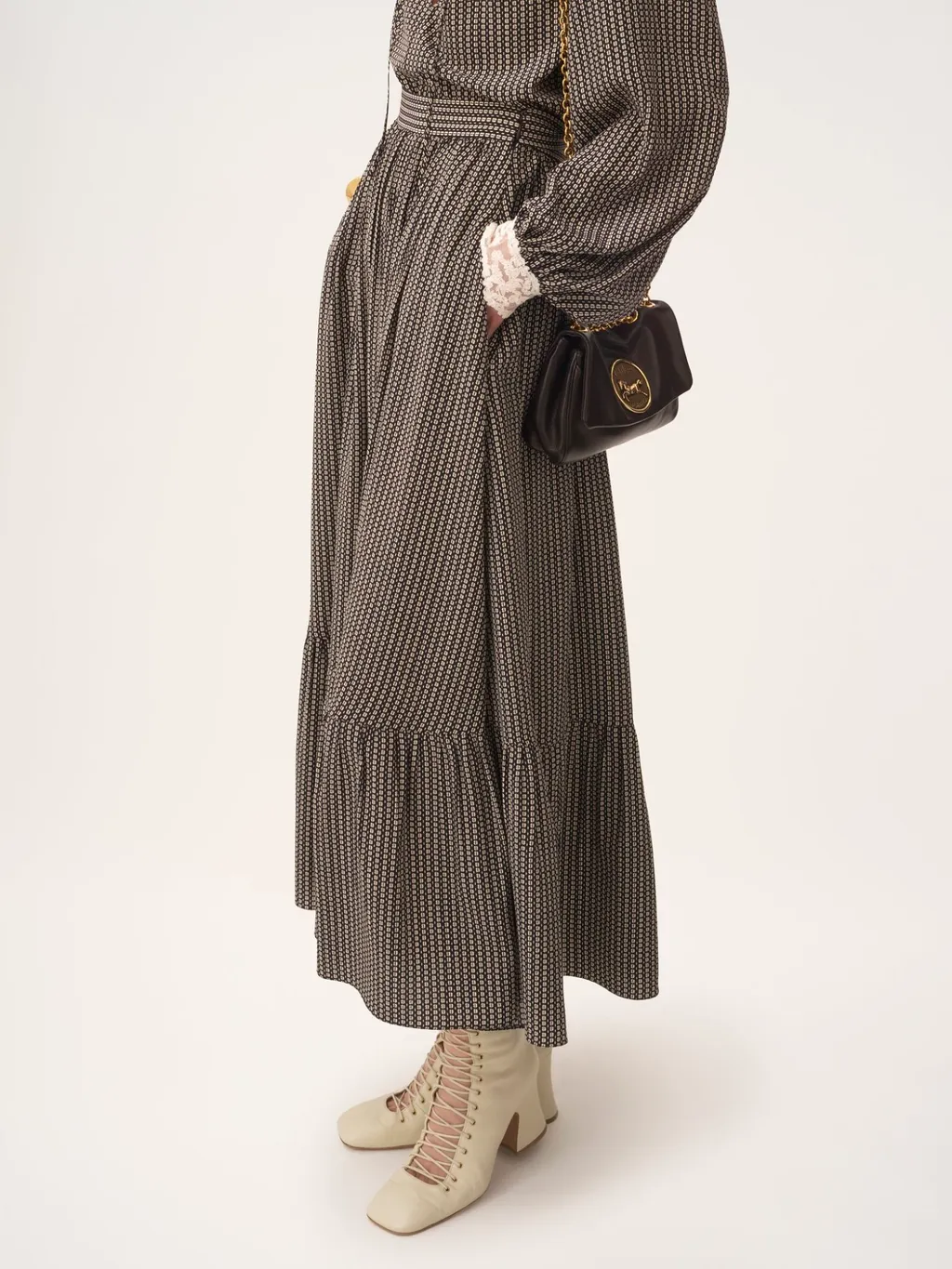 Pattern Tied-Waist Skirt