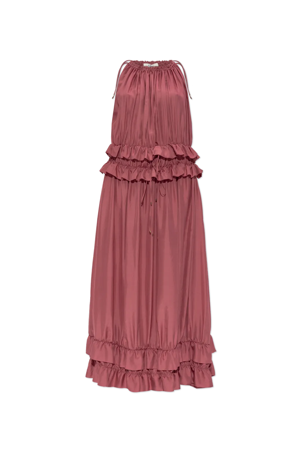 Ruffle Detailed Halter-Neck Dress