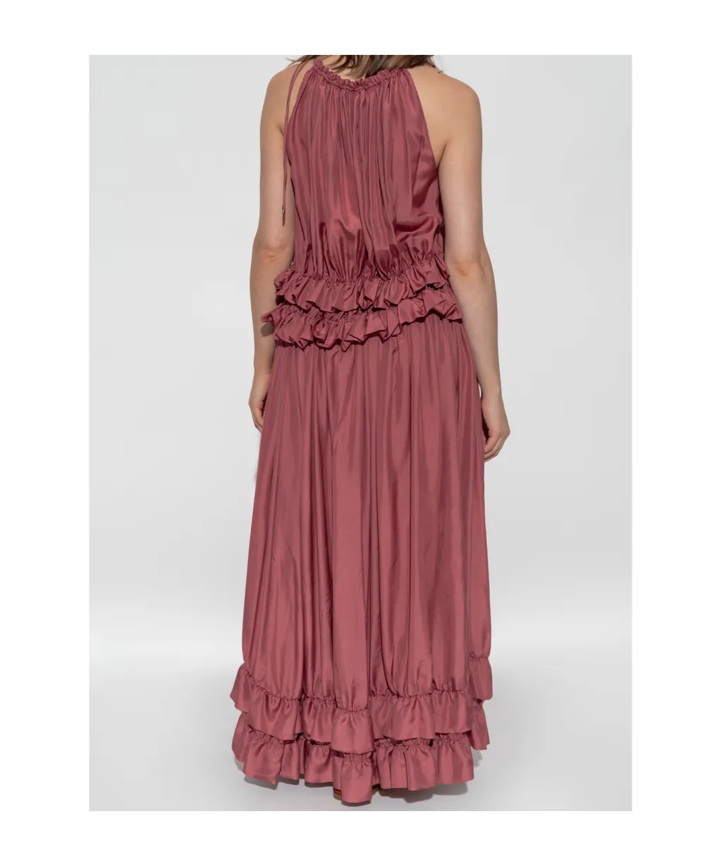 Ruffle Detailed Halter-Neck Dress