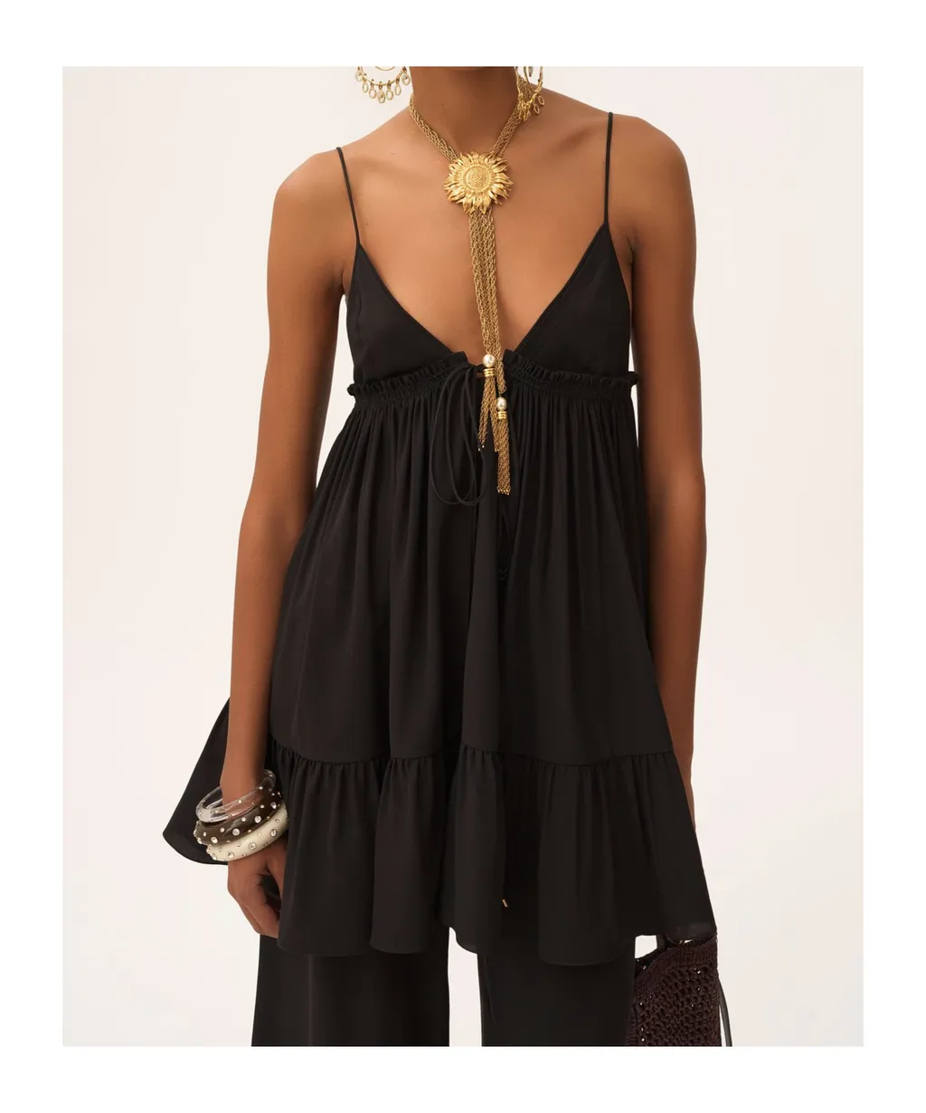 Tie Detailed V-Neck Dress