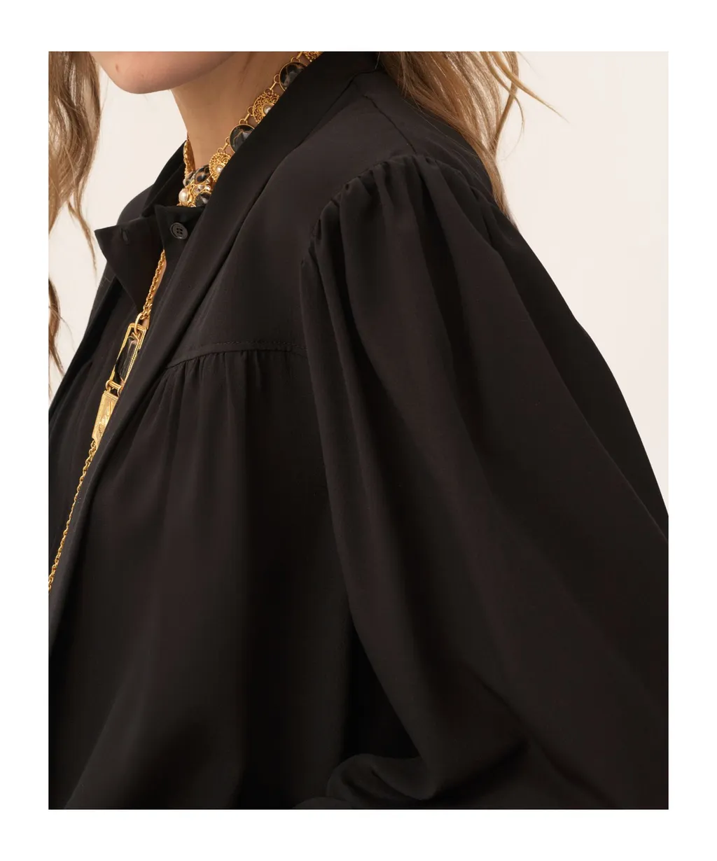 Pussy-Bow Collar Silk Top