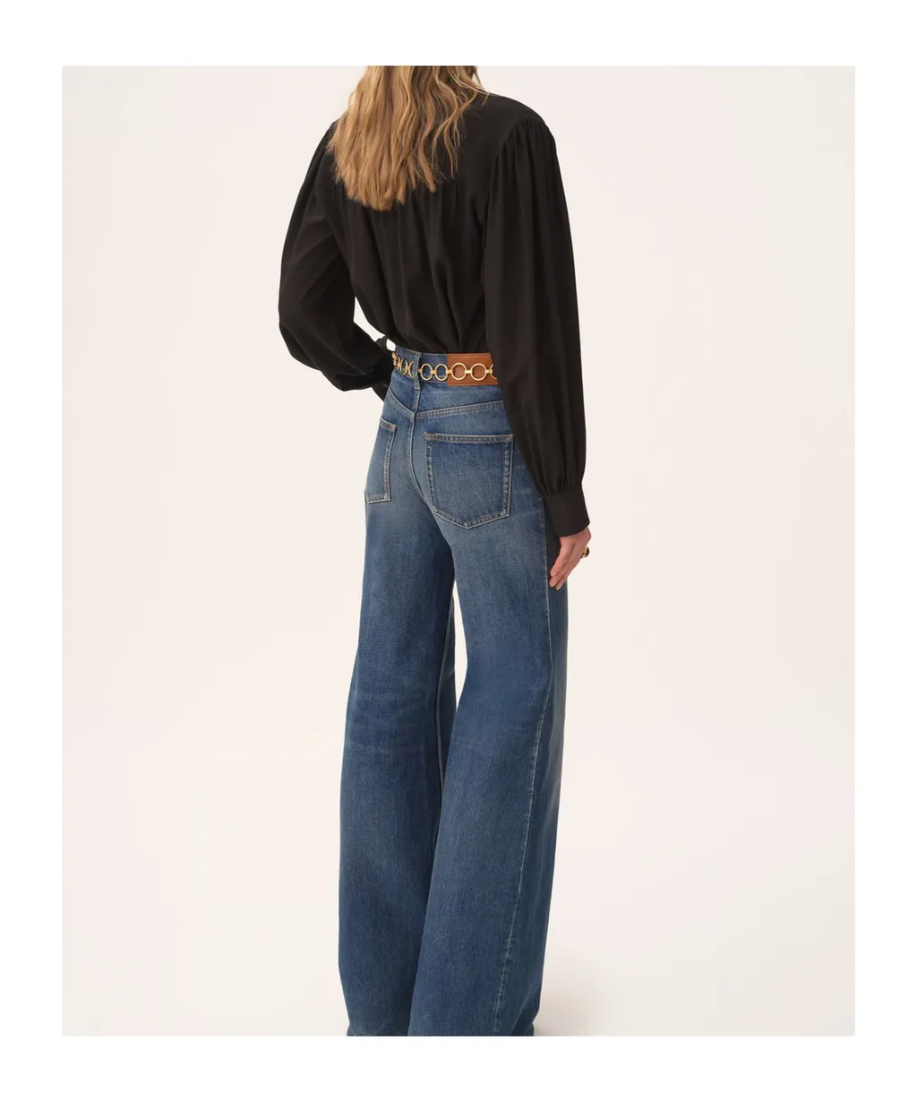 Pussy-Bow Collar Silk Top