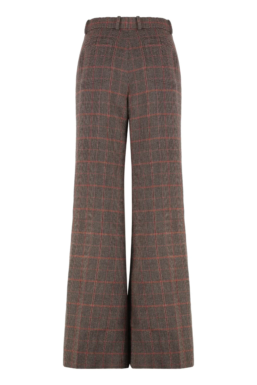 Checked High-Waisted Flared Pants