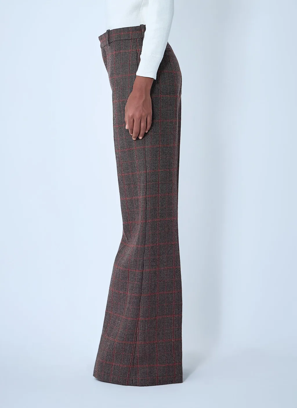 Checked High-Waisted Flared Pants
