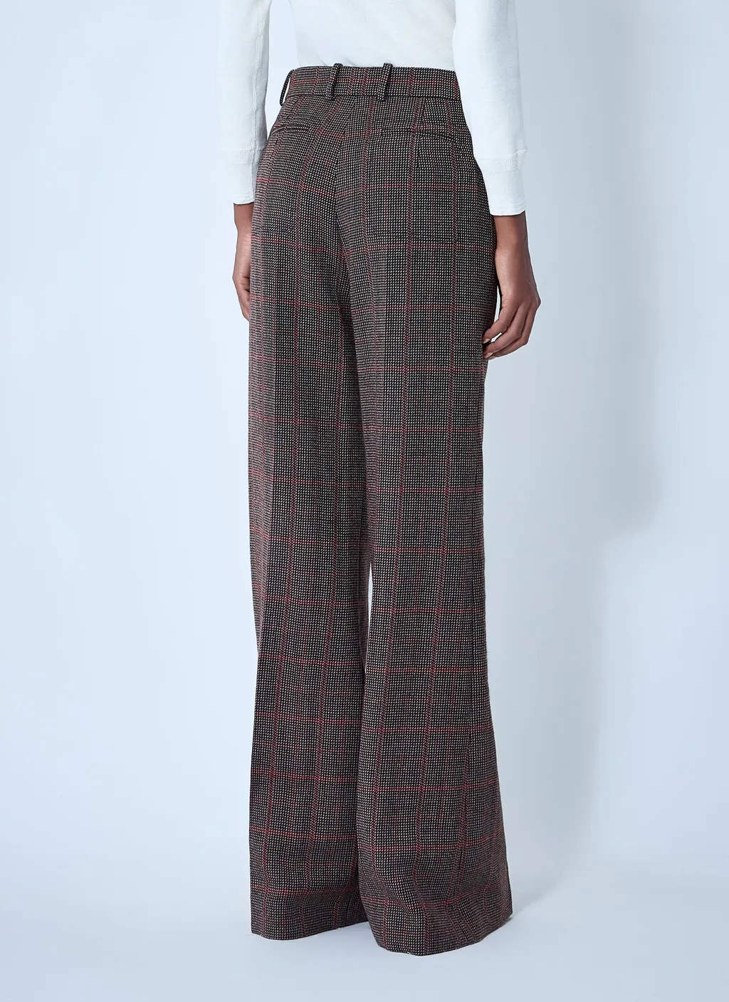 Checked High-Waisted Flared Pants