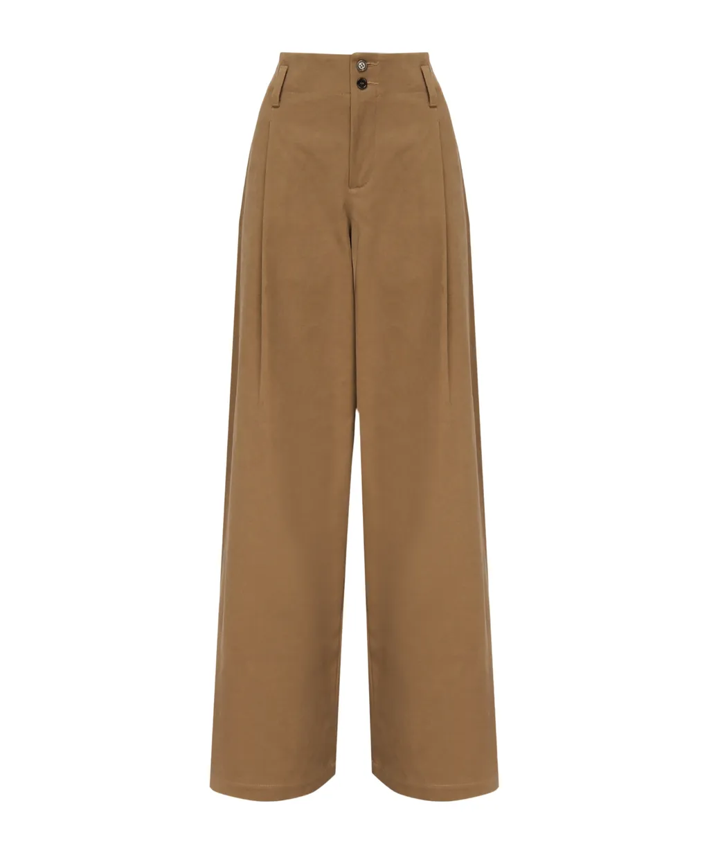 Front-Zipped Belt-Looped Trousers