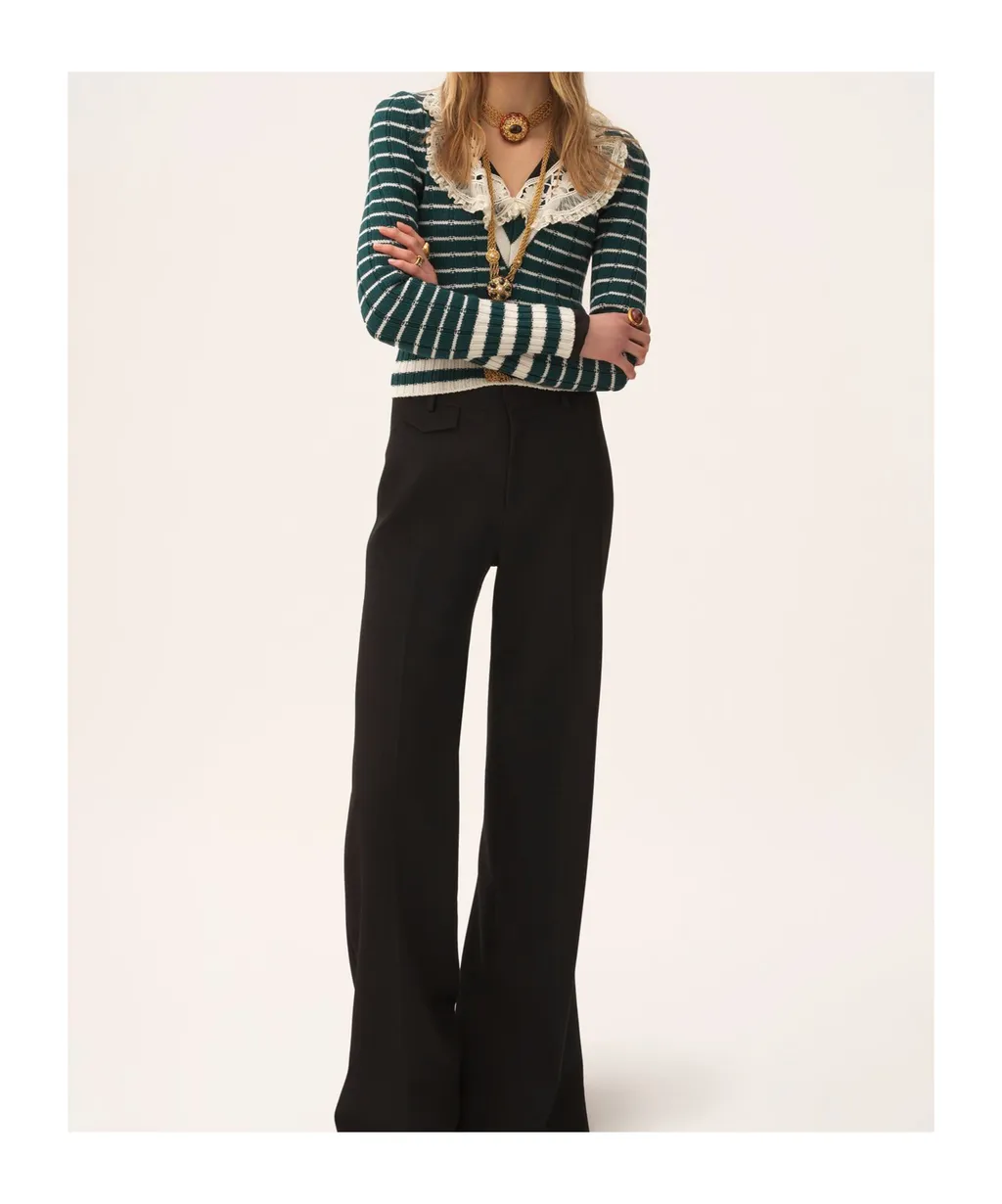 V-Neck Striped Knit Jumper
