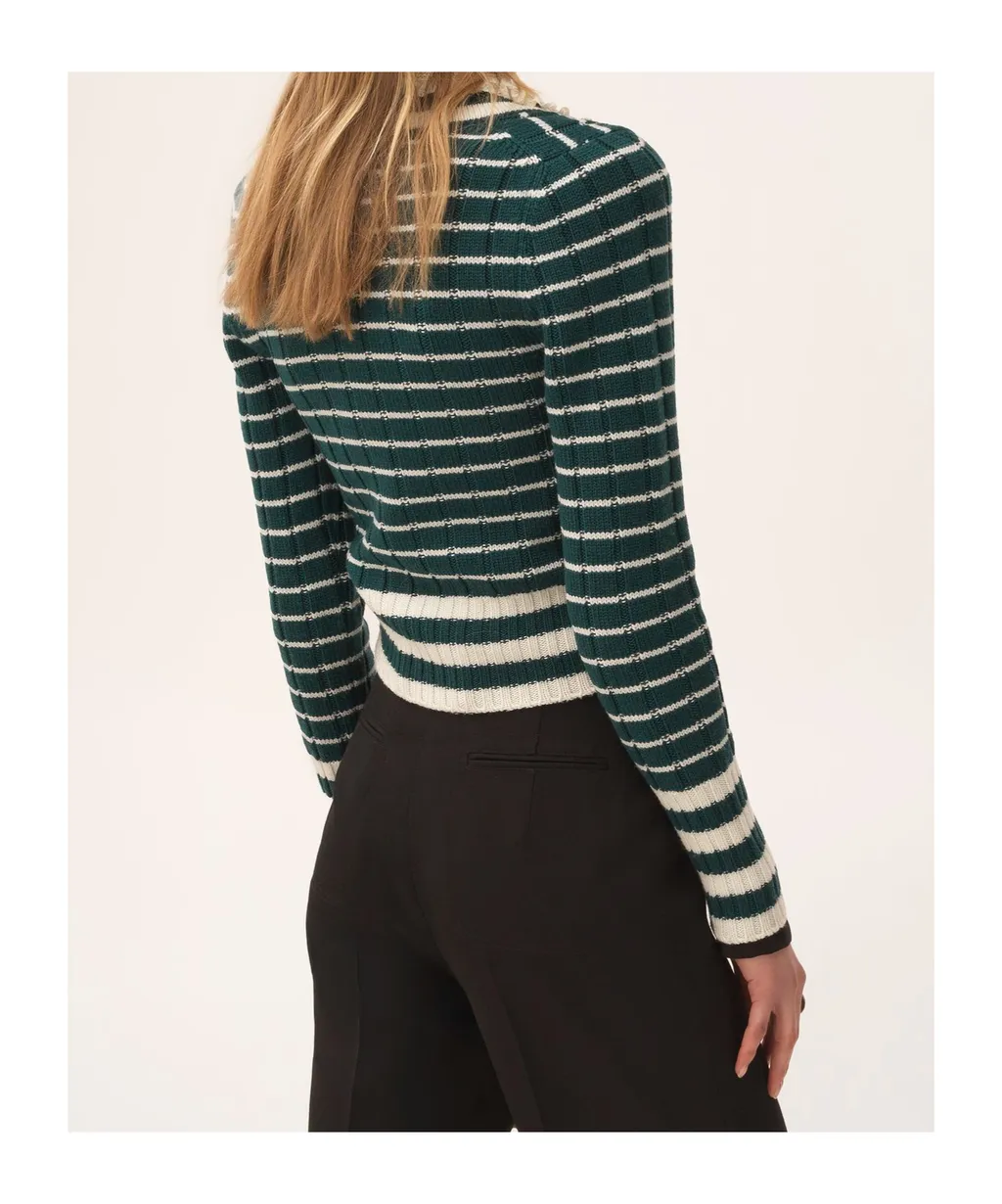 V-Neck Striped Knit Jumper