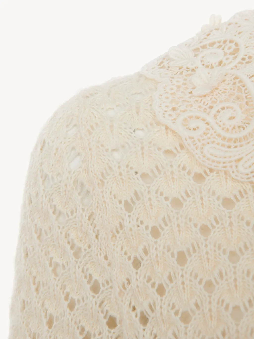 Lace Trimmed Knitted Polo Shirt