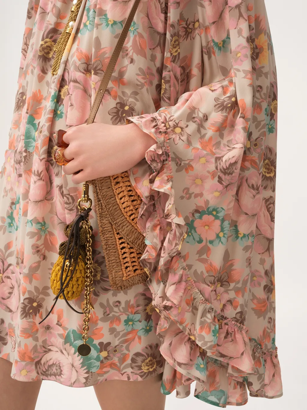 Square-Neck Ruffled Mini Dress