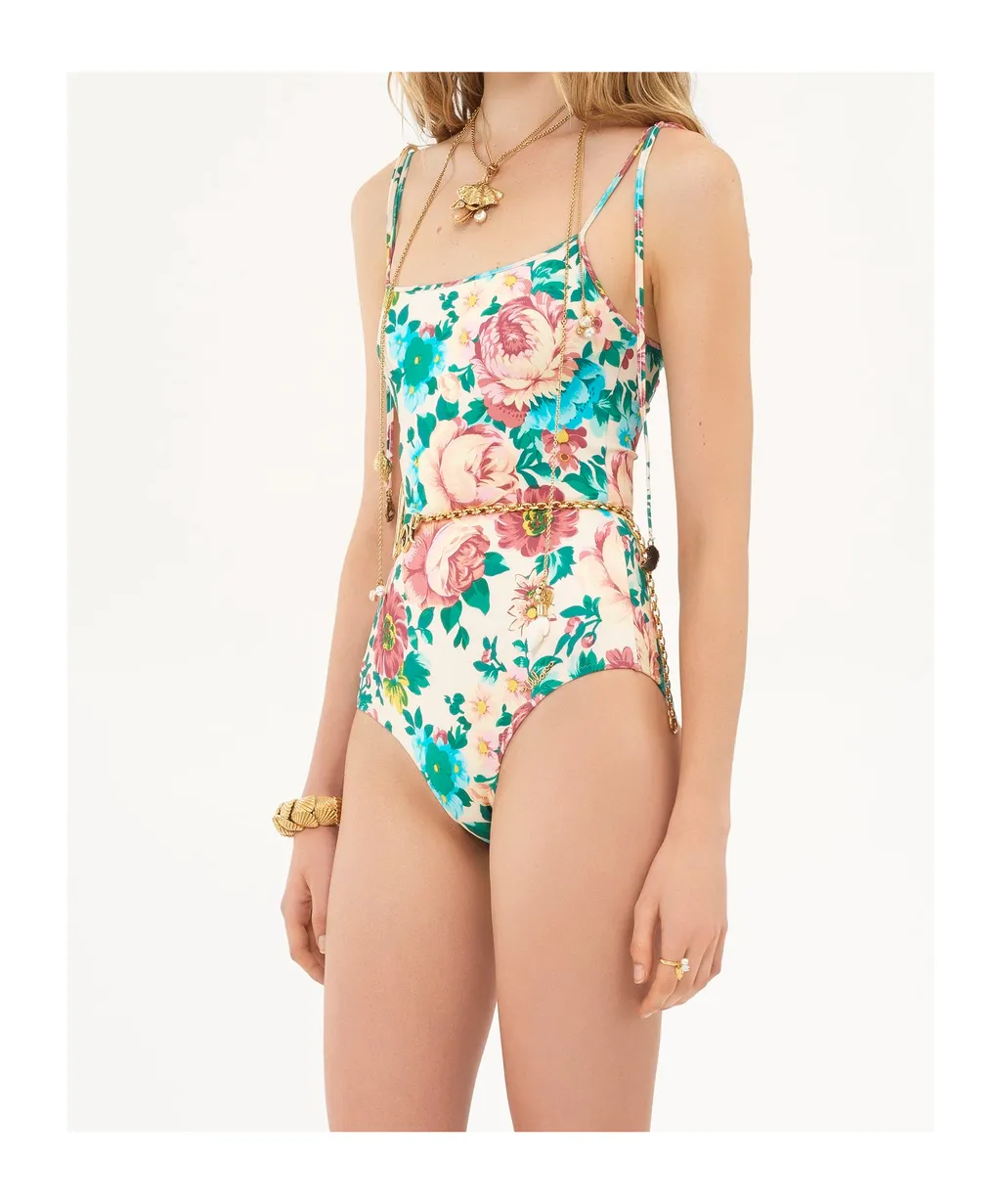Allover Floral Printed One-Piece Swimsuit