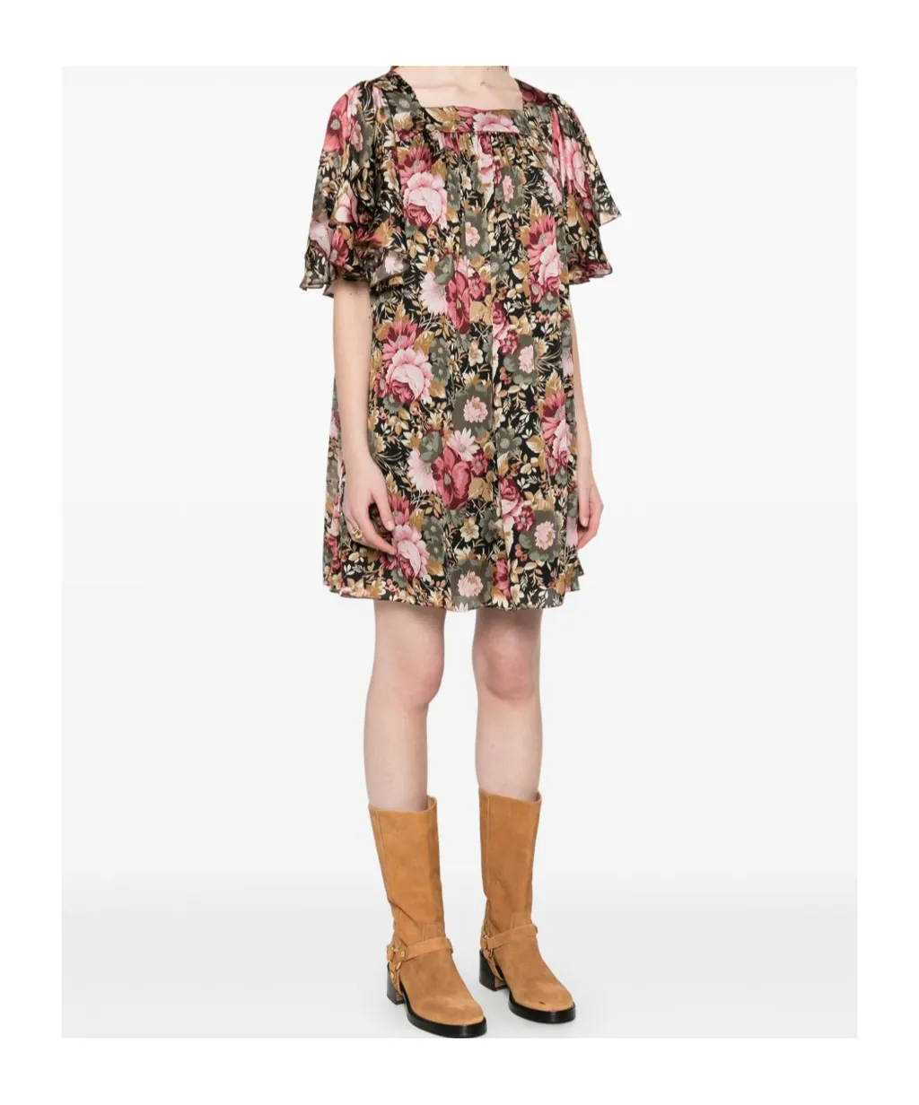 Allover Floral Printed Mini Dress