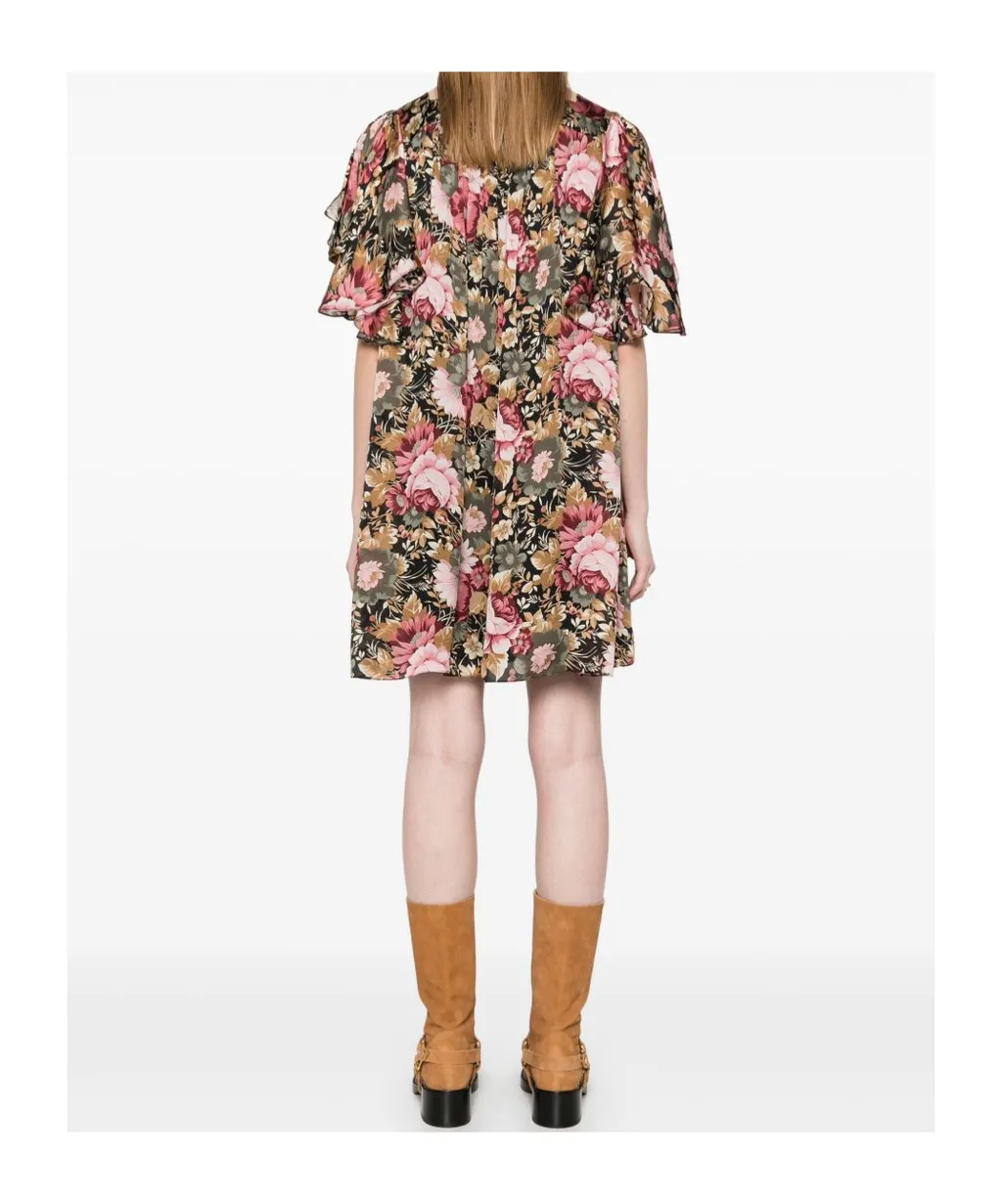 Allover Floral Printed Mini Dress