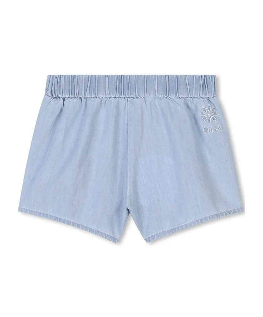 Scallop-Edge Denim Shorts