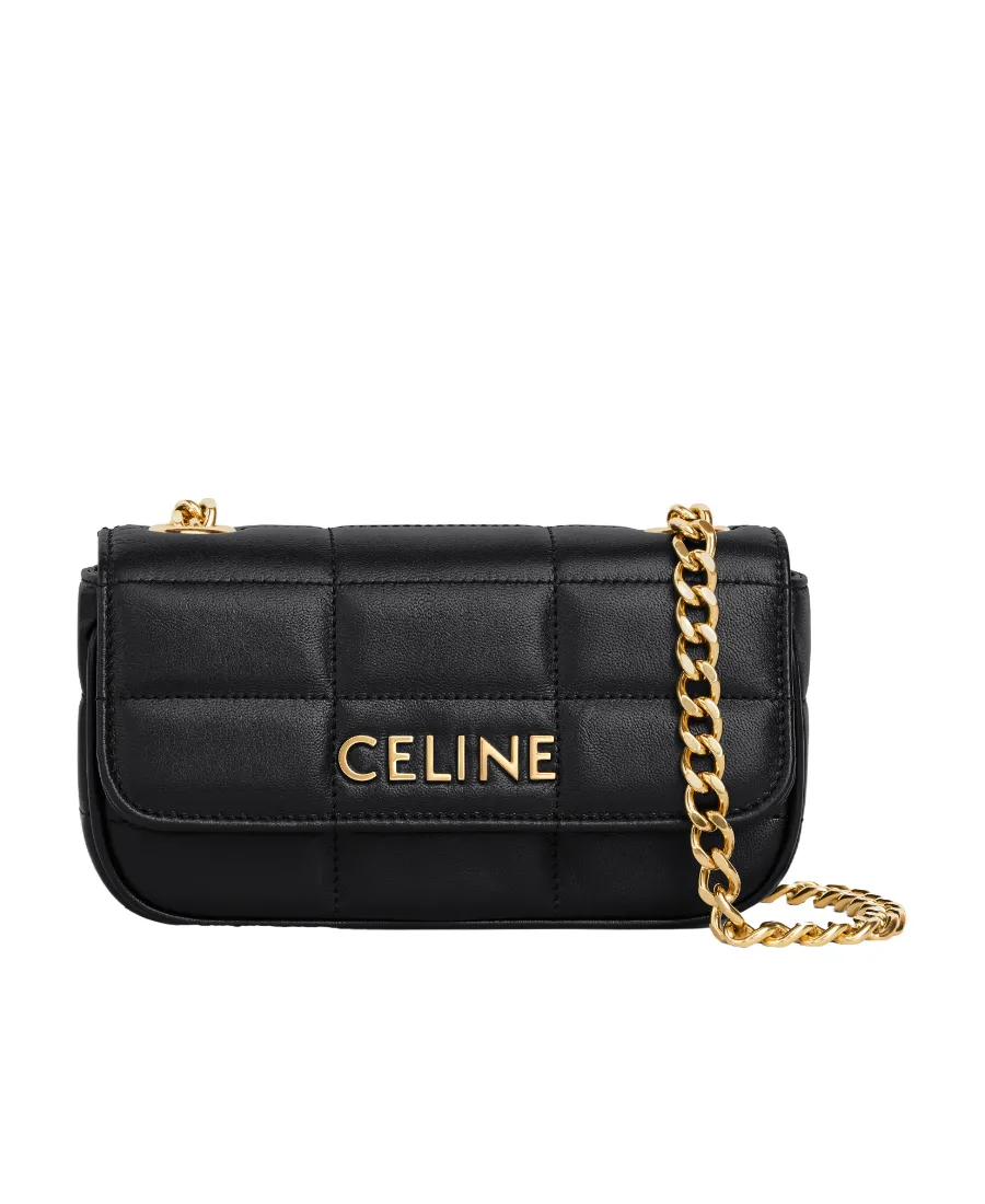 Mini Shoulder Chain Matelasse Monochrome Celine In Quilted Calfskin