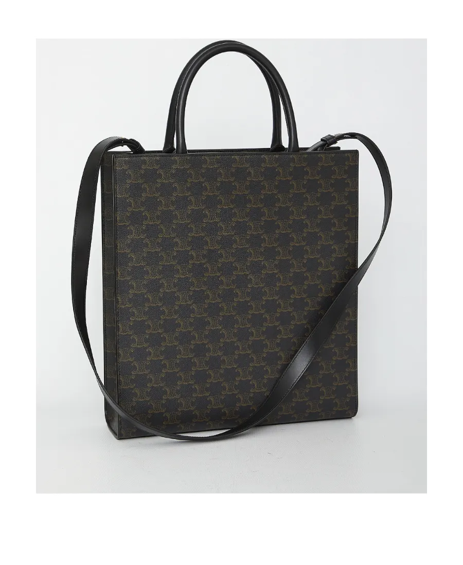 Medium Vertical Cabas In Triomphe Canvas With Celine Print