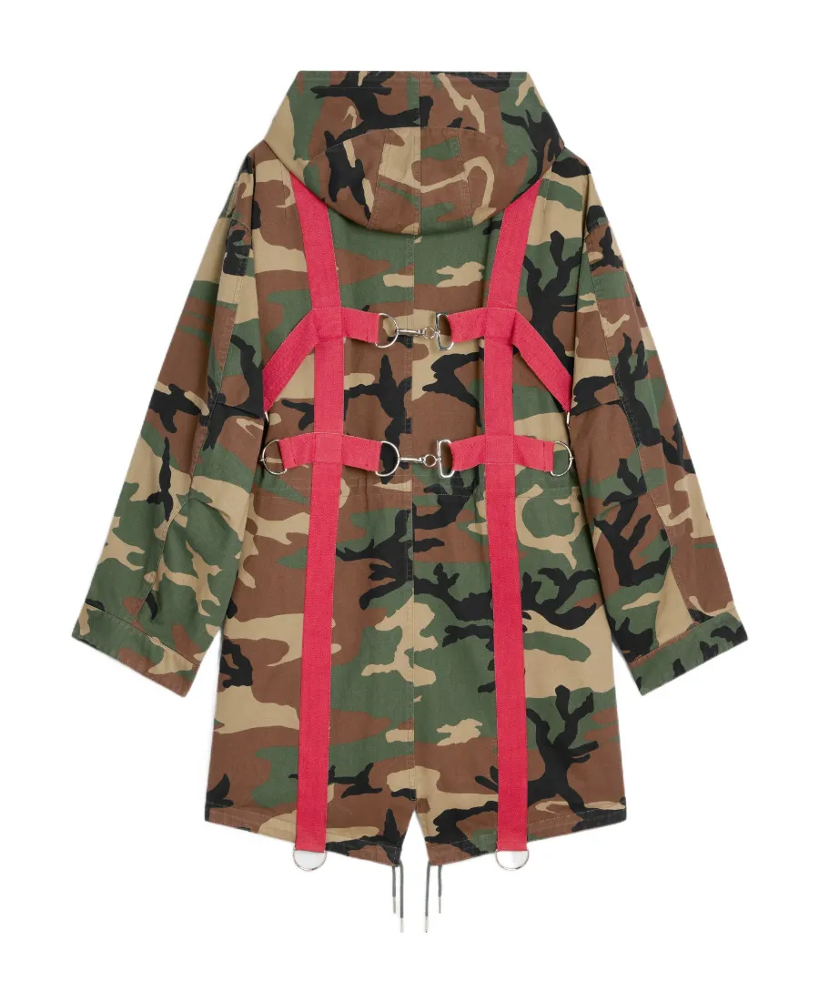 Harness Parka In Camouflage Cotton