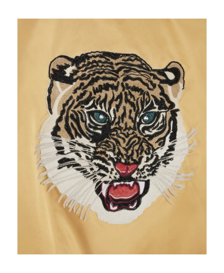 Embroidered Tiger Teddy Jacket In Satin-Finish Nylon