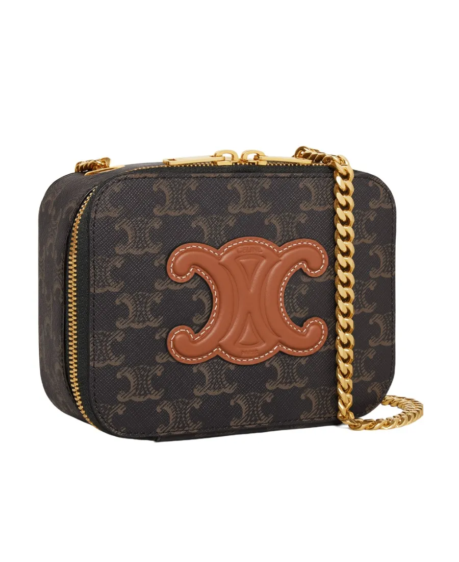 Box On Chain Cuir Triomphe In Triomphe Canvas And Calfskin