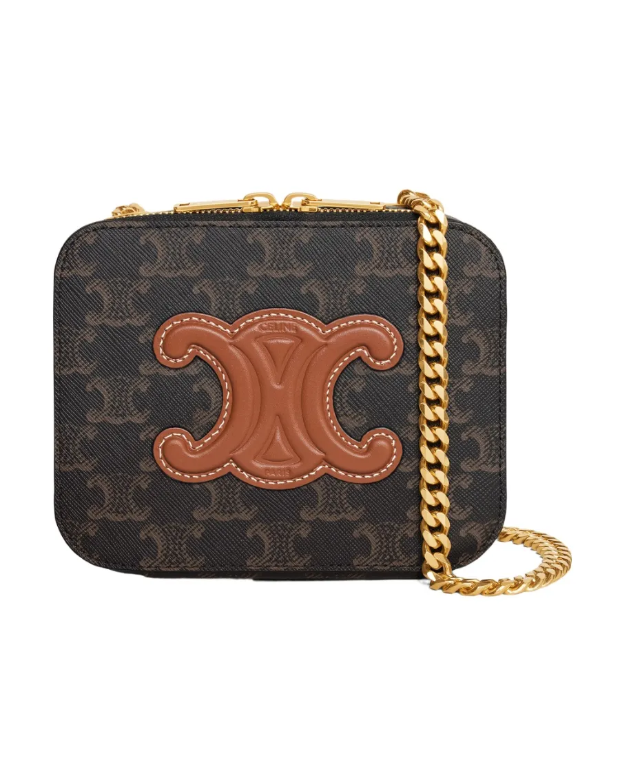 Box On Chain Cuir Triomphe In Triomphe Canvas And Calfskin