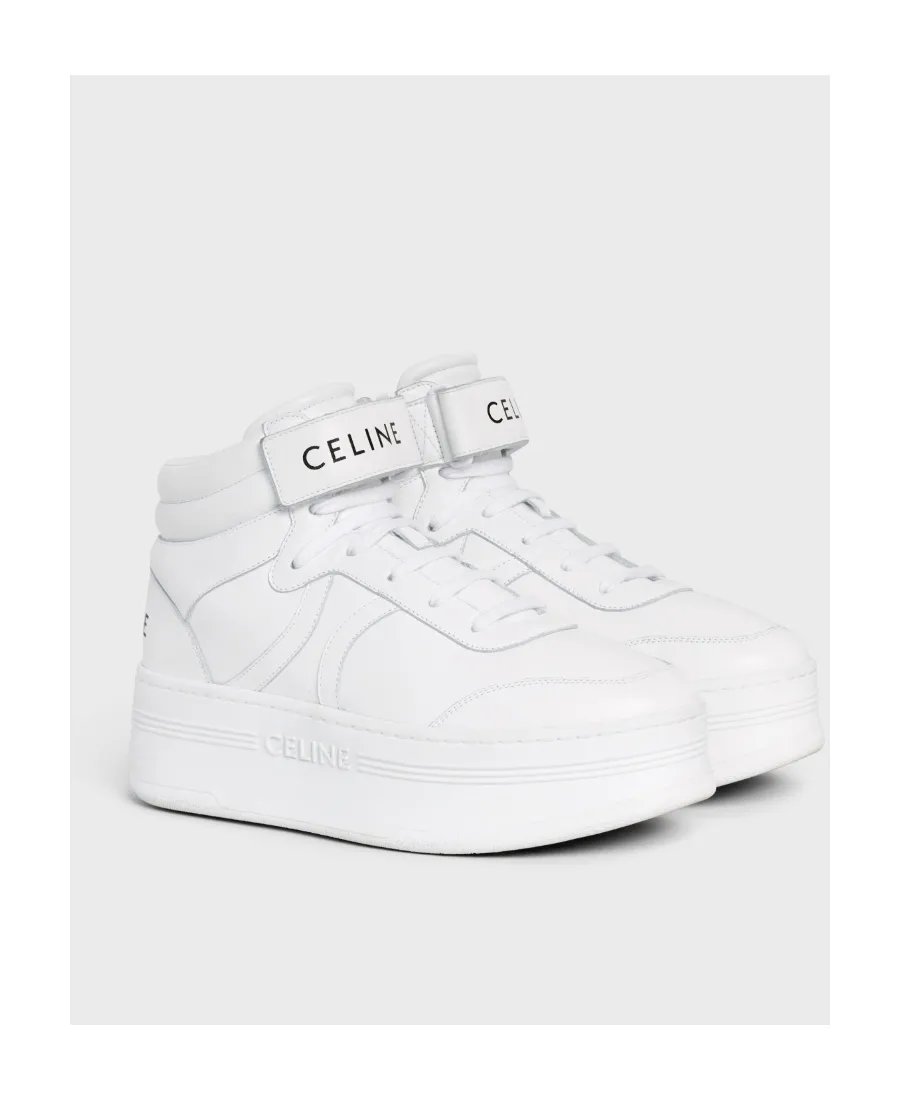 Mid Block Sneakers With Velcro And Wedge In Calfskin