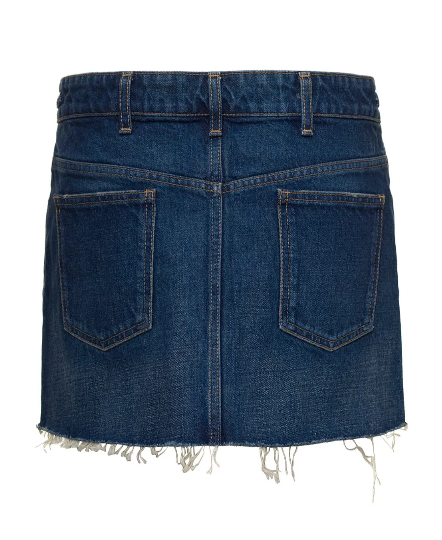 Mini Skirt In Clean Dark Union Wash Denim