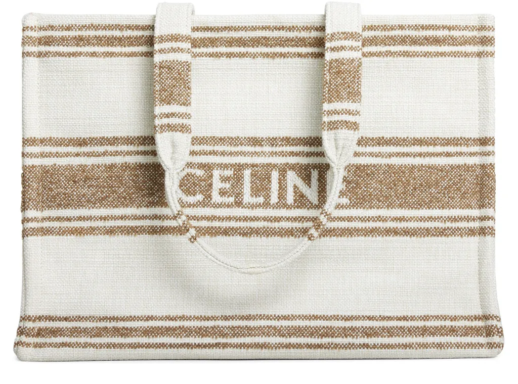 Large Cabas Thais In Striped Textile With Celine Jacquard