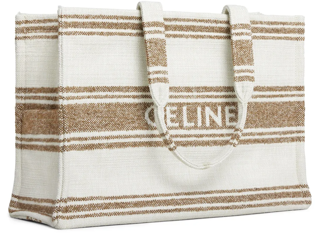 Large Cabas Thais In Striped Textile With Celine Jacquard