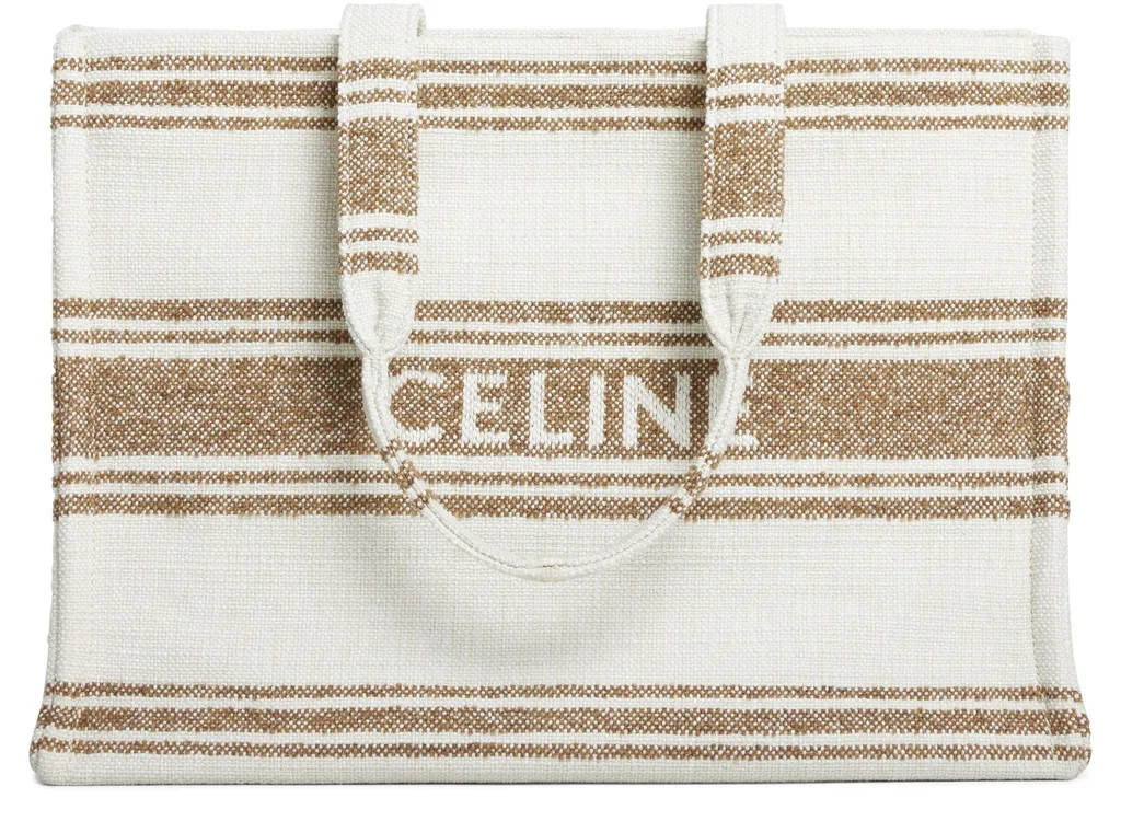 Large Cabas Thais In Striped Textile With Celine Jacquard